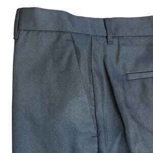 Perry Ellis Men's Textured Black Slim Fit Flat Front Pants Size 36